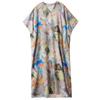 Summer Casual Artistic Plus Size Loose Print V-neck Short Sleeved Dress