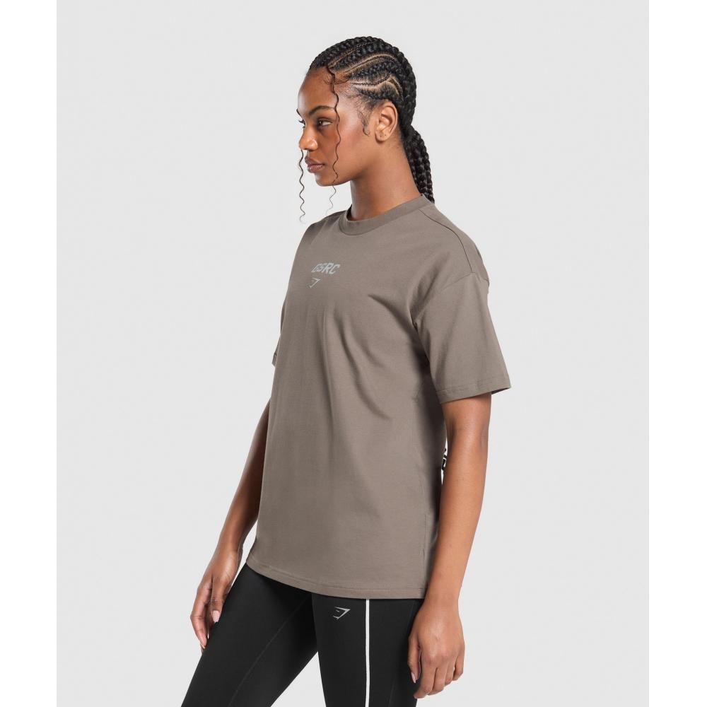 Gymshark Running Graphic Oversized T shirT Camo Brown B2b3y Nby9