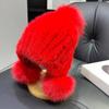 Mink Hair Women Hat Winter Thickened Warm Ear Protection Mink Woven Hat Fur Fox Ball Hat