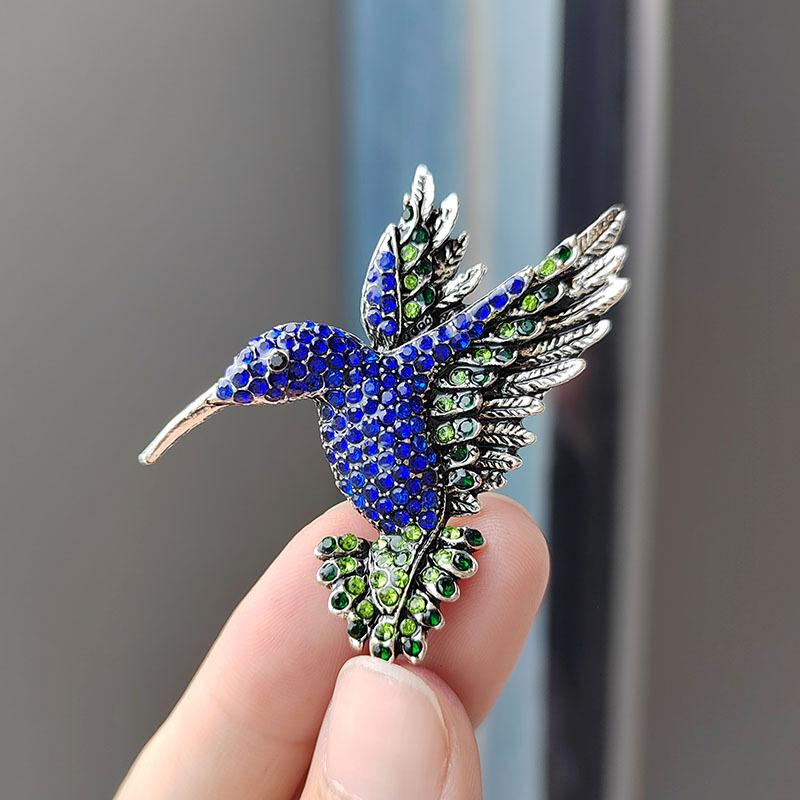 High-End Rhinestone Hummingbird Brooch Animal Brooch Clothing Bird Pin Brooch