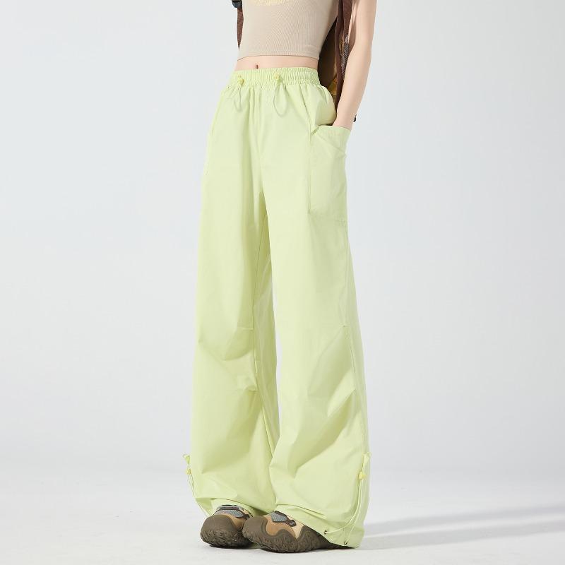 Pantaloni Traspiranti Impermeabili Colorati in Seta di Ghiaccio Asciugatura Rapida Gamba Larga Paracadute Ultraleggeri Antivento Protezione Solare per Donna