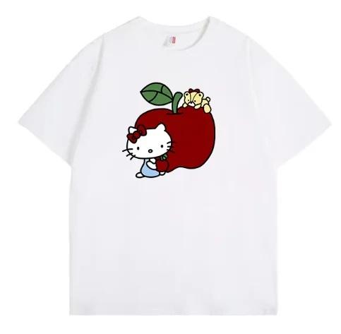 

Sanrio 2026 Summer Comic Form Hello Kitty Image 100 Cotton Printed Casual Tshirt Adult Children Parentchild Top Casual Wear S
