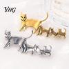 Daily Wear Brooch Cat Family Pin, Golden Silver Plated Alloy Kitten Lapel Tone Pin Animal Shape Badge Jewelry for Clothing Bags Hats Mini