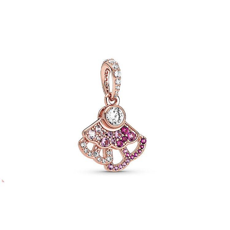 Pandora Rose Gold Pink Fan Pendant Unisex Jewelry 788147C01 Box,Rose Gold Pink