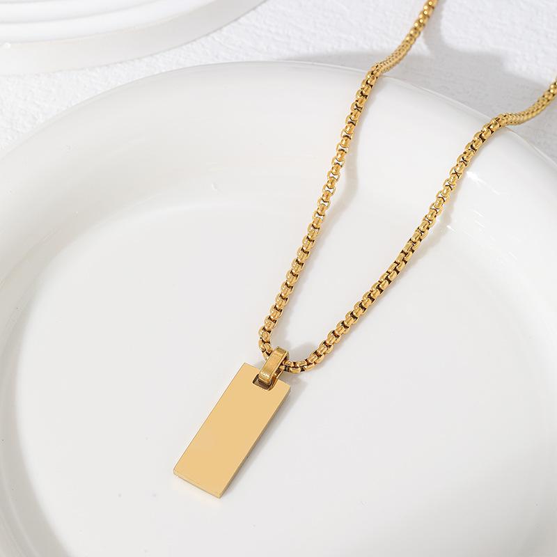 Cross-border Stainless Steel Engraved Pearl Necklace with Square Hole for Festivals
