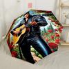 Love Me Tender Elvis' Western Charm Compact Travel Automatic Umbrella with 8 Rib Durable Plastic Iron for Women Men Compact Folding Umbrella