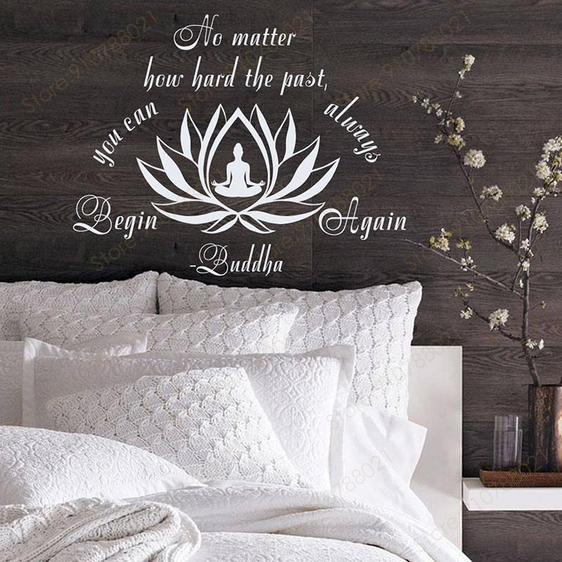 Muurstickers Citaat Hoe Moeilijk Het Verleden Ook Is Yoga Studio Stickers Vinyl Huisdecoratie Kamer Boeddha Lotus Meditatie Muurschilderingen S531 (as the picture,72x57cm)