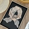 Light luxury embroidery leaf heavy industry embroidery bud silk scarf headband women's double-sided wavy flower tie bag streamer scarf