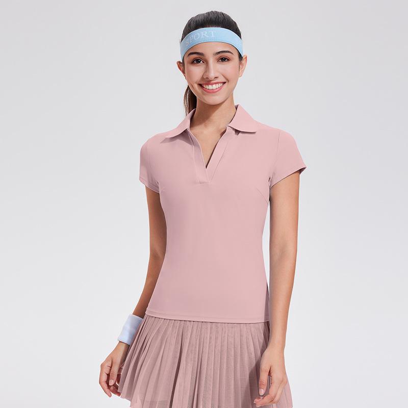 Cai Jue Women's Quick-Dry Polo Shirt - Short Sleeve, Cool Turn-Down Collar for Sports, Badminton, Tennis