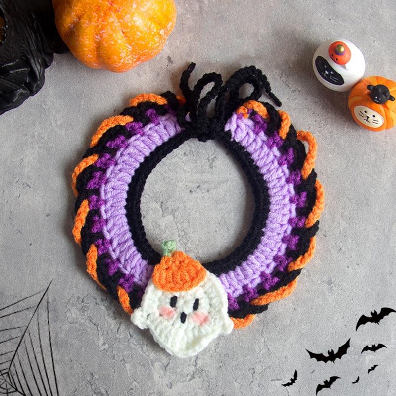 Halloween Christmas Cat Collar Pet Scarf Accessorie Cute Cat Clothing Decoration Pet Clothes for Cat Halloween Decoration