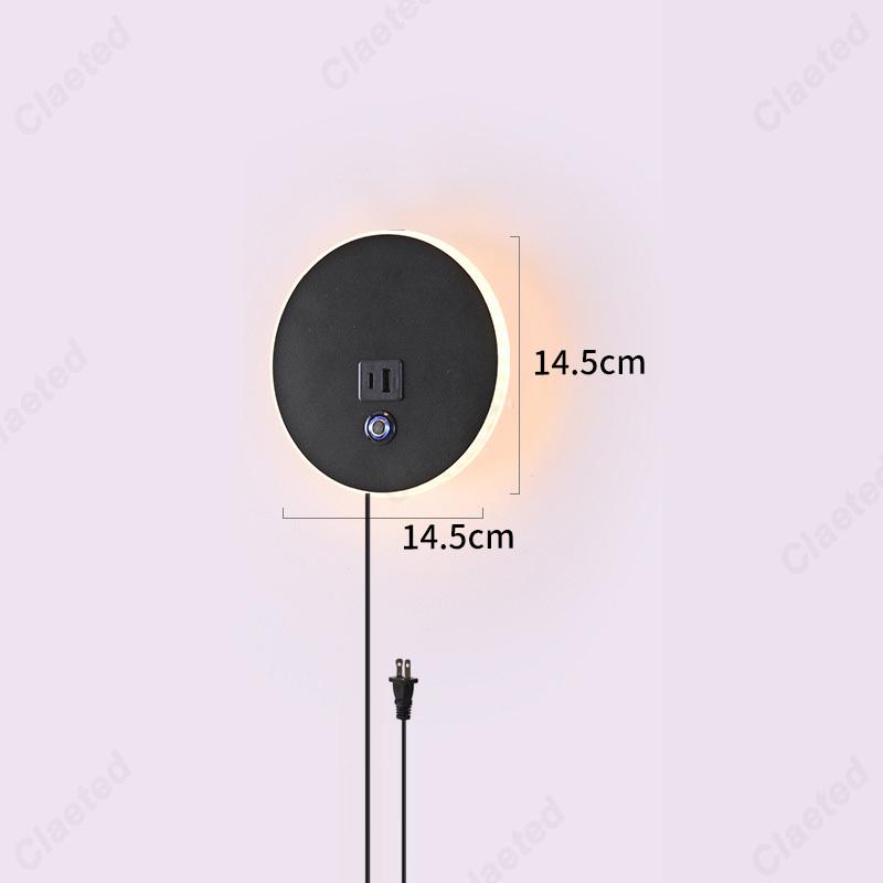 Simple LED Touch Dimming US Plug Wall Light USB Charging Port Bedroom Bedside Lamp Living Room Corridor Decorative Wall Light