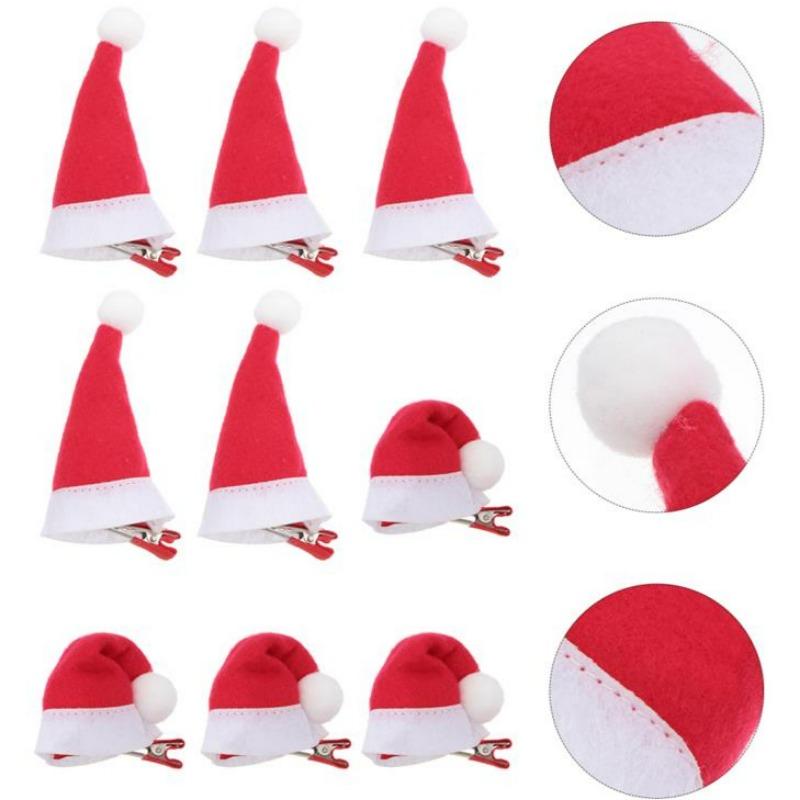 Cute Sweet Christmas Hat Hairpin Santa Claus Cap Hairclip Mini Bright Hat Metal Barrettes Festival Beautify Appearance Hair Clip