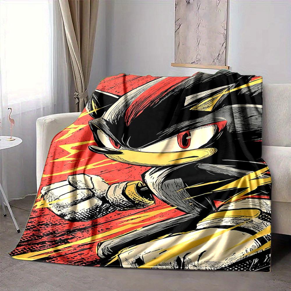 1pc Sonic Hedgehog Flannel Blanket, Soft Skin Friendly with Digital Printing, Various Sizes Available for Family, Friends, Birthday