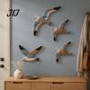Bohemian Wood Hanging Decor 3/4Pcs Seagull Wall Decor, Nautical Coastal Theme Art, 3D Wooden Bird Adhesive Sculpture for Home Bedroom Living Room Hand
