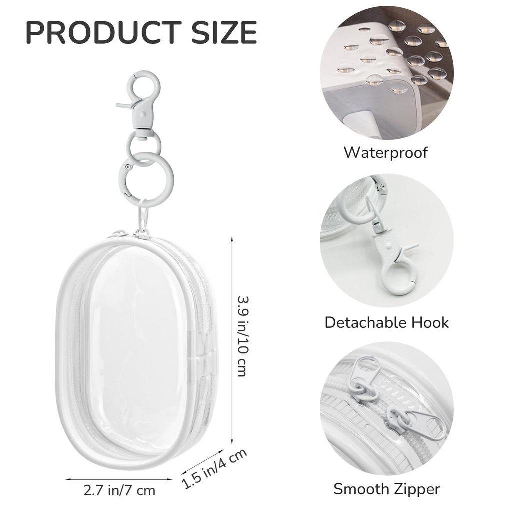 Enkrio Mini Clear Pouch 2-Piece Set - Perfect for Fandom Activities, Plush Toy Pouch, Ita Bag, Transparent Bag, Small Item Storage, with Carabiner,