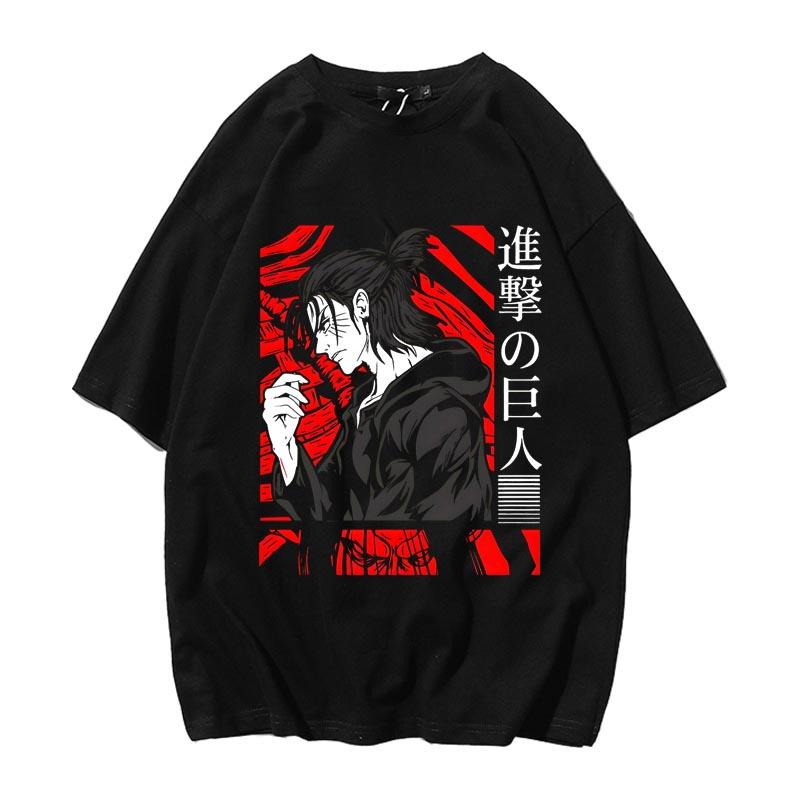 Attack on Giants Anime Alan Yeager Pattern Printed T-Shirt Short Sleeve Men's and Women's Summer Cotton Loose