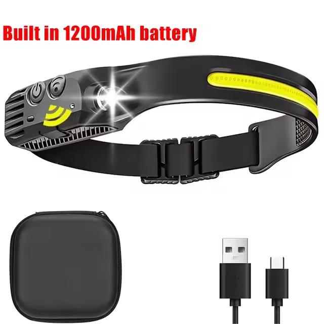 USB Rechargeable LED Sensor Headlamp COB Headlight Head Torch Work Light Waterproof Headlamp For Outdoor Fishing Camping Lantern