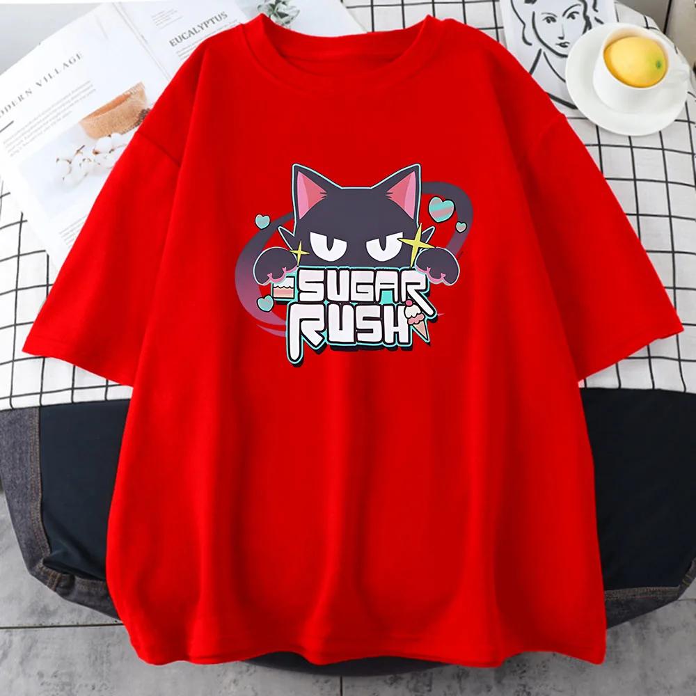 Sugar Rush Blue Archive Tshirts Game Anime Cartoon Graphic Teeshirt Short Sleeve Cotton Comfortable Shirt Printing Tees Summer