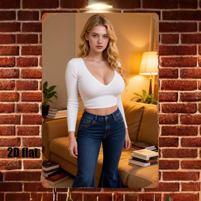 

d Gold Woman Metal Sign x Inch Vintage Blonde Girl Poster Plaque for Wall Art Home Decor Retro Bar Garage Garden Room 20x30cm（7.8x11.8inch）
