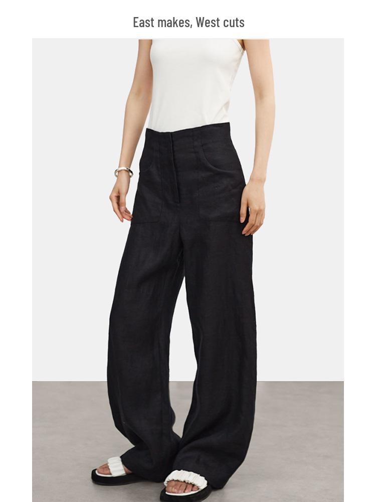 Relaxed & Stylish: High-Waisted Slimming Linen Wide-Leg Pants for Summer XL