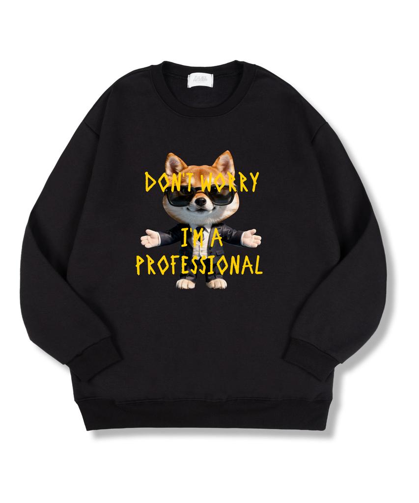 TI.GLAKE Don'T Worry Oversized Double-Sided Sweatshirt Black