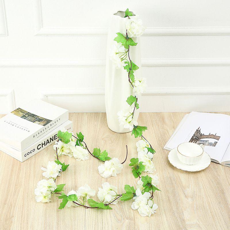 Lifelike Silk Cherry Flowers Garland For Weddings And Home Decoration 2.2m