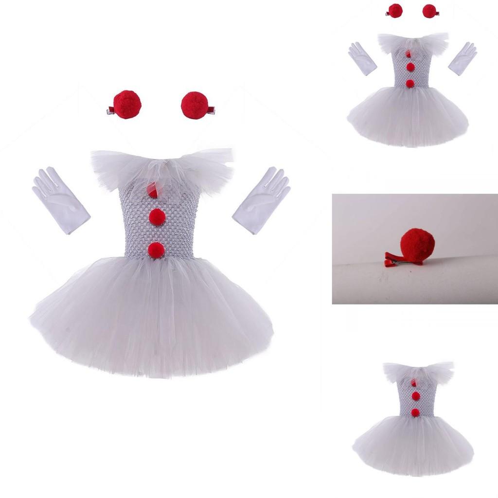 Sparkling Princess Clown Dress Set For Children's Halloween Show