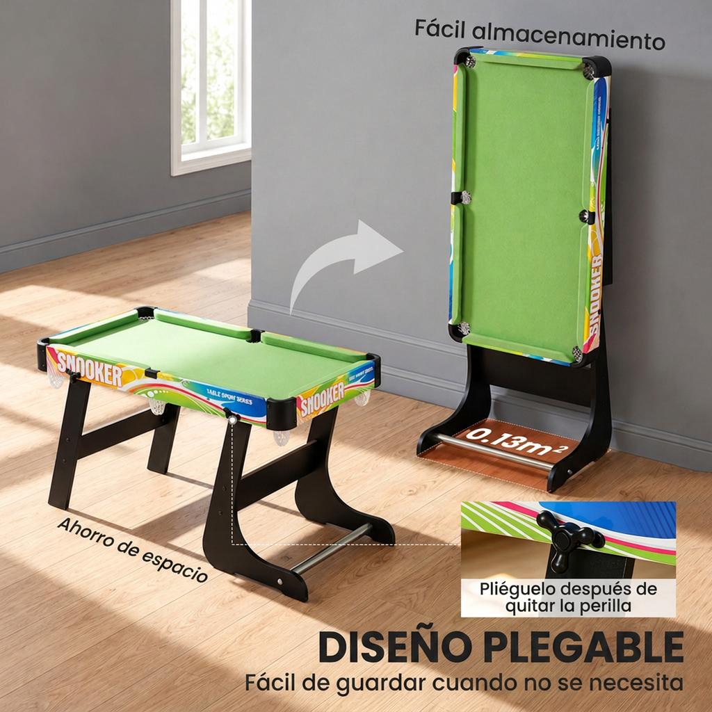 Multi-Game Table, 4-in-1 Folding Mini, Foosball, Hockey, Billiards, Ping-Pong, 86.5 x 43.5 x 64 cm