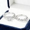 INS Fashion Simple Ring Set For Women Luxury Elegant Style Cubic Zircon Silver Color 2PCS Wedding Engagement Fashion Jewelry
