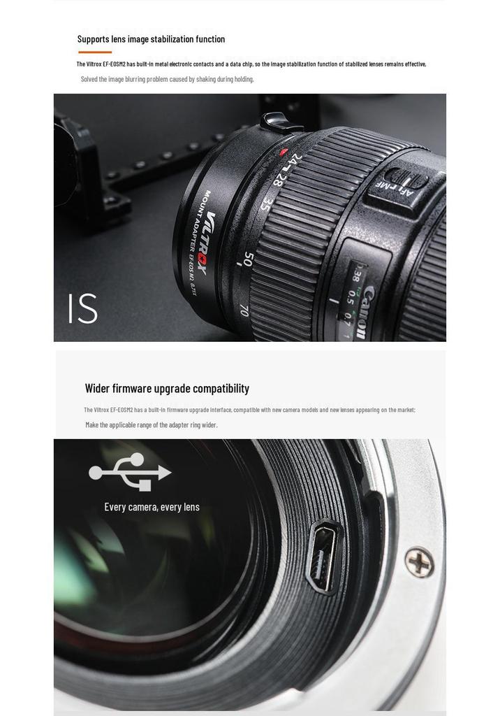 Viltrox EF-EOS M2 Adapter for Canon EF Lenses to EOS M Cameras (M6, M5, M50)