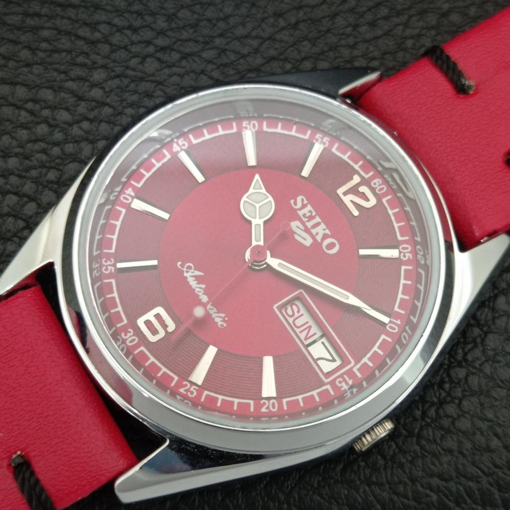 JAPAN VINTAGE REFURBISHED SEIKO 5 AUTOMATIC 6309A MENS RED DIAL WATCH A444304-1