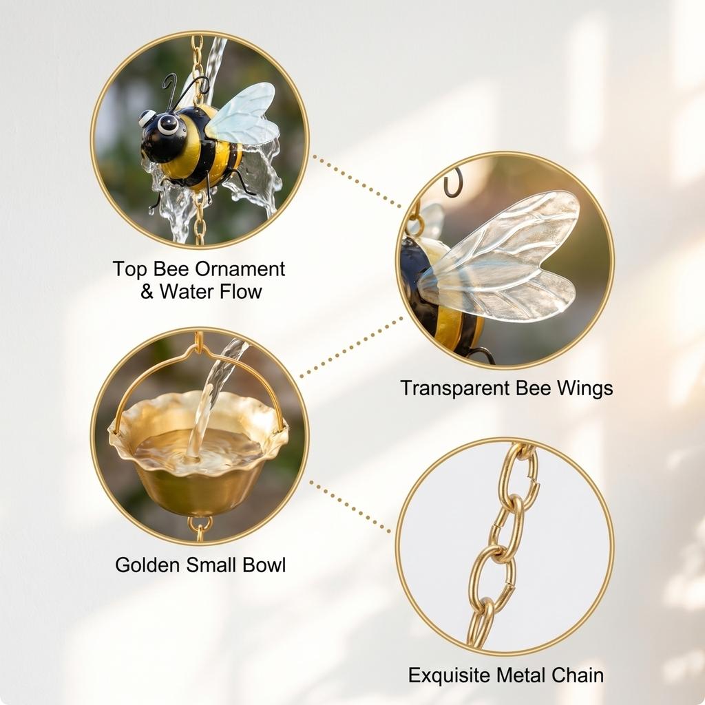 Creative New Hot-Selling Fun Cute Practical New Whimsical Bee Rain Chain