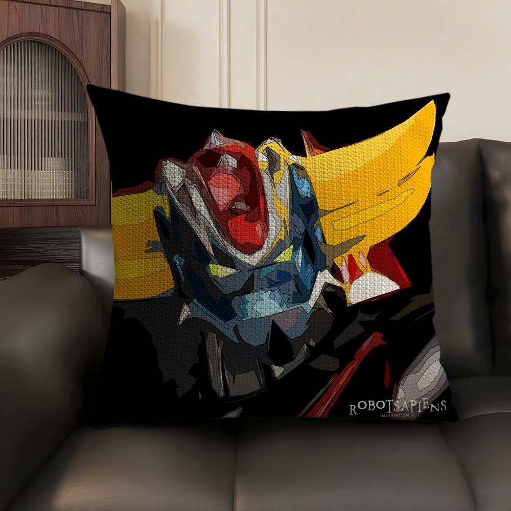 G-Goldorak Anime Cool Cushion Cover Natural Linen Organic Fabric Double-Sided Printing Sofa Home Decor Gift Pillow Case