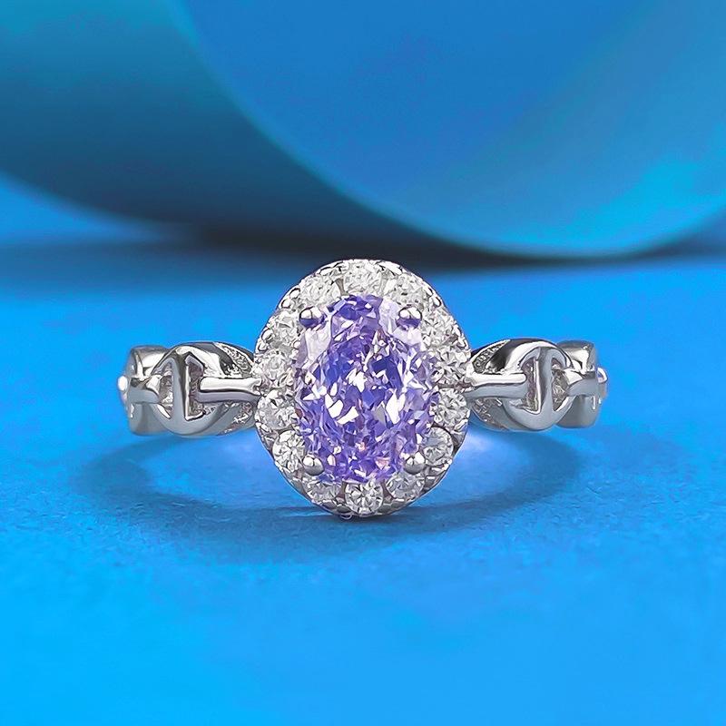 

Lulu Tong S925 Silver Lavender Purple Diamond Ring - Luxury, Fashionable Daily Wear Size 5