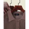 French Entry Lux Sense Polo Collar Short Sleeve Knitwear Summer Thin Hollow Sexy Single Breasted Tops