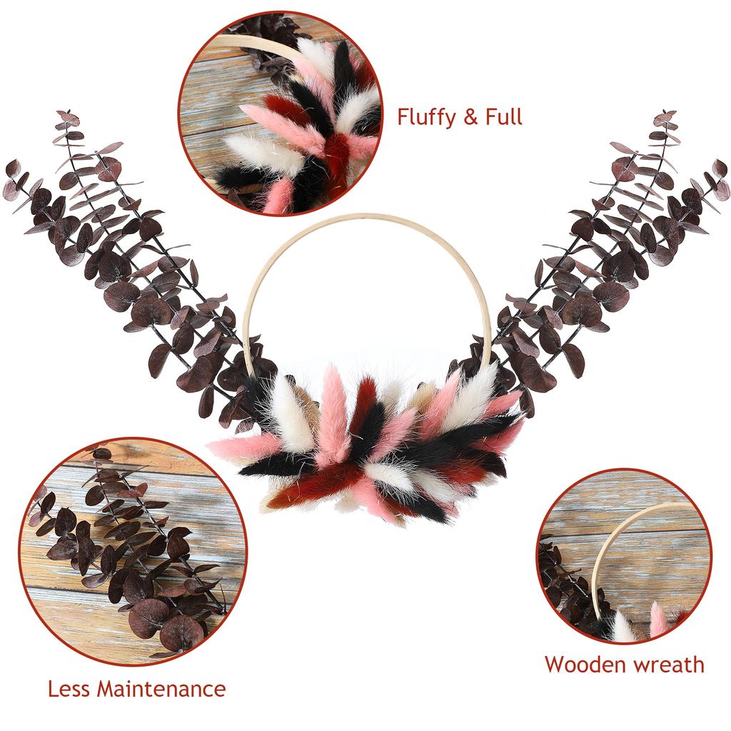 Pampová tráva Věnec Krásné Nadýchané Plné Nástěnné Věnce do Obývacího Pokoje Ložnice Pracovny