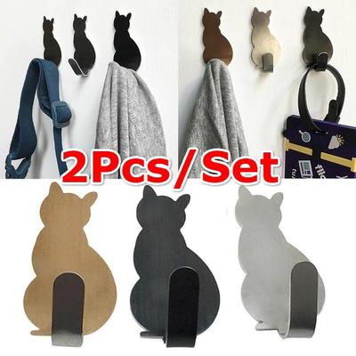 2 Teile/satz Katze Schwanz Geformt Küche Wand Tür Metall Haken Klebeband Schlüssel Aufhänger Dekorative Halter