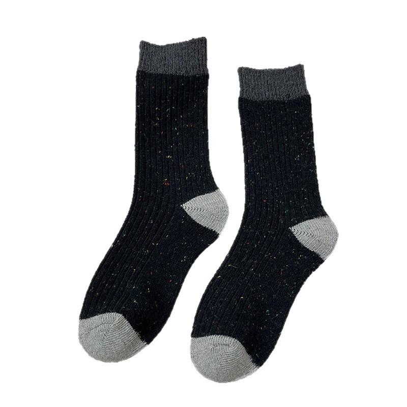 Idea Yarn Color-Blocked Wool Socks Mid-Leg Socks Are Thickened And Fleece To Keep Warm And Pile Up Stockings In Autumn