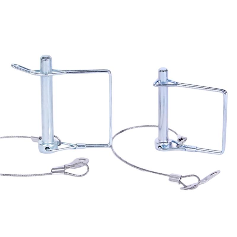 Trailer Retaining Pin Set with Spring Clip Lock and Wire Lanyards, 3 Piece Metal Hardware for Travel Towing Use
