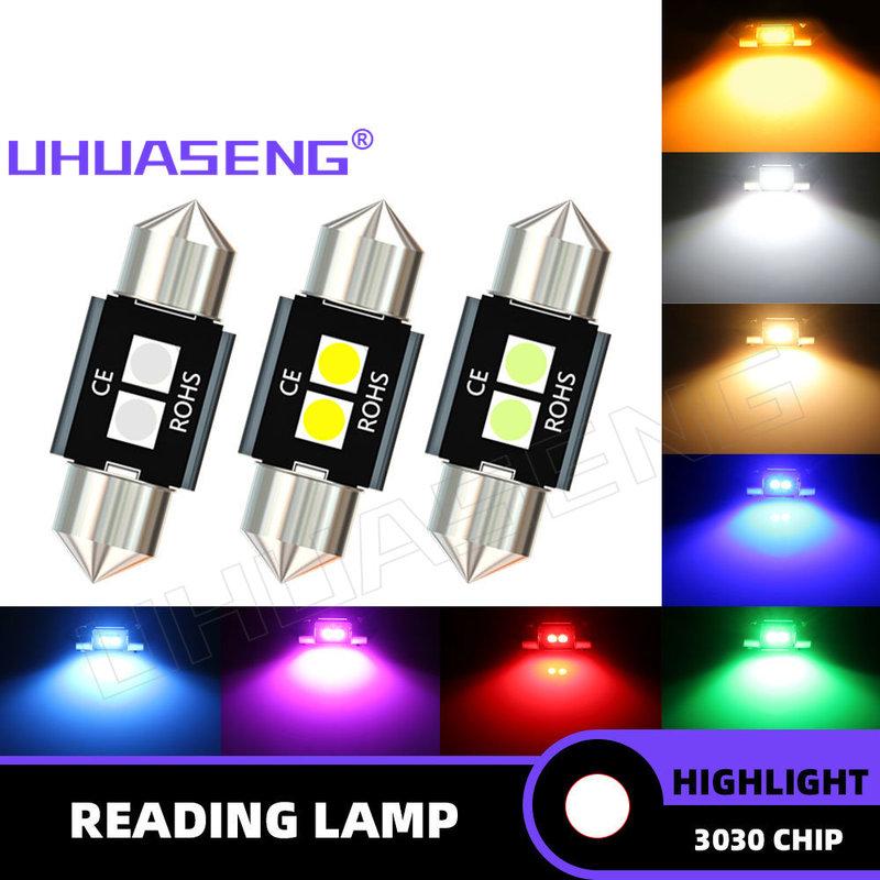 UHUASENG 2PCS Highlight C5W 28mm Led Bulb Festoon Warm White Red Blue Pink C10W Interior Reading Dome Signal Lamp Car Light 12V 28mm