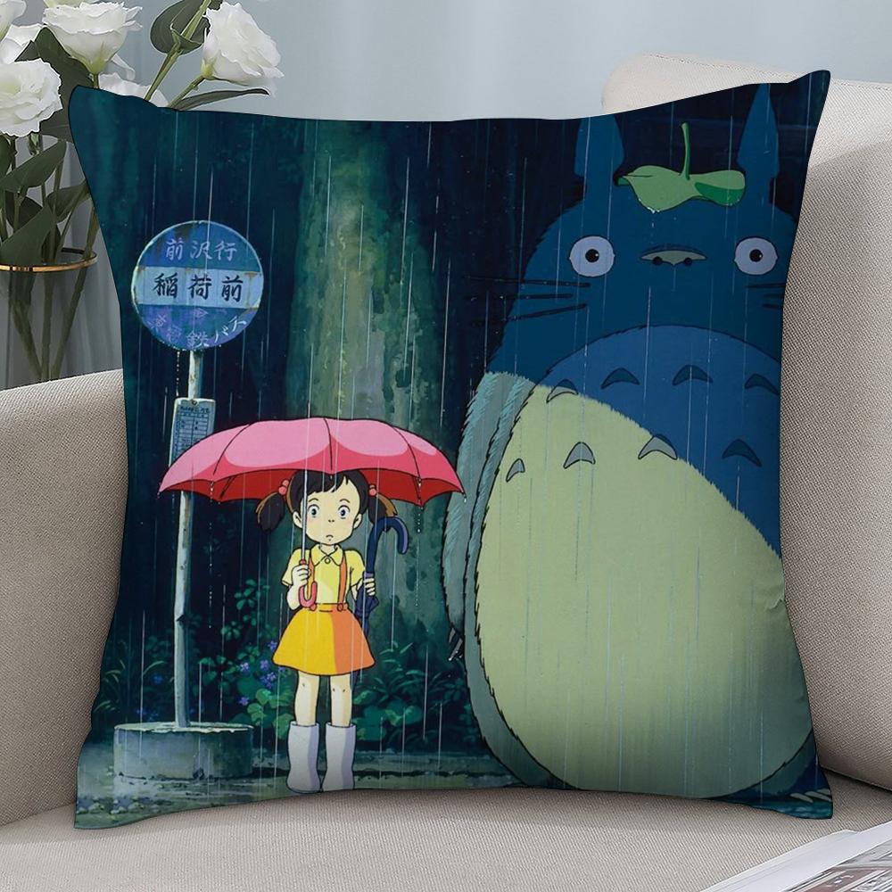 New T-TotoroS Kawaii Pillow Case Short Plush Sofa Decorative Gift Home Double-sided Printing Cushion