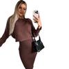 2023 European and American Autumn Fashion Set: Ribbed Long-Sleeved Top + Camisole Dress for Women