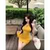 Pure Desire Style Hollow-necked Dress for Women In Summer, Showing Figure, Backless Dress, Slimming and Shaping Waist, Full Rear Short Skirt