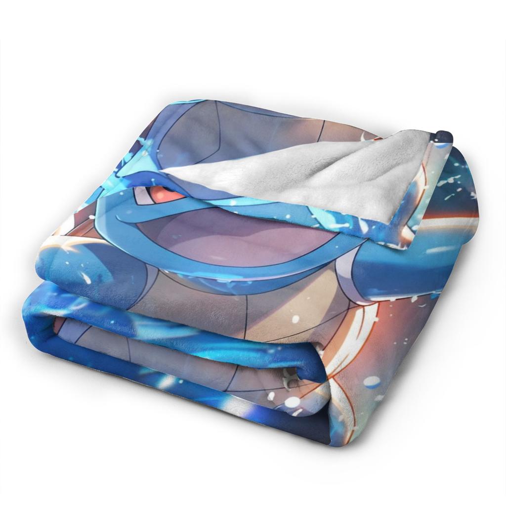 Cute Cartoon Squirtle Blankets Poke-Mon Flannel Awesome Warm Throw Blankets for Home Restaurant Spring Autumn