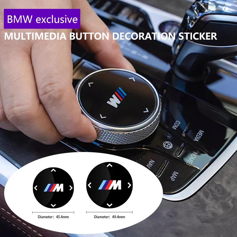 BAGH3 Car Sticker Car Multimedia Knob Button Decoration Sticker Auto Accessories For BMW M X1 X3 X5 X6 X7 E30 E90 M3 E84 E83 F25 E91 E