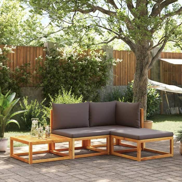 VidaXL 4-piece Garden Sofa Set with Cushions In Acacia Wood and Rope 3278824