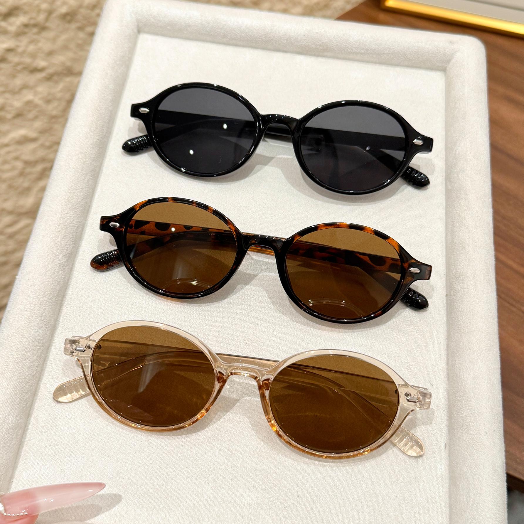 

3Pcs New Retro Oval Sunglasses for Women, Luxury Brand Small Rectangular Sunglasses for Women, Small Oval Glasses