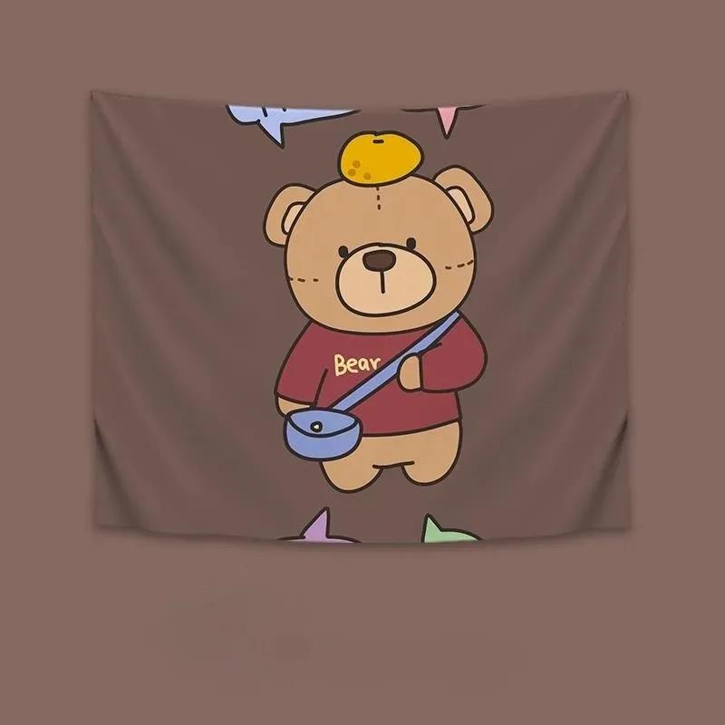 Милый мультяшный медведь клубника подвесная ткань украшение стены дома гобелен офис — фото 16