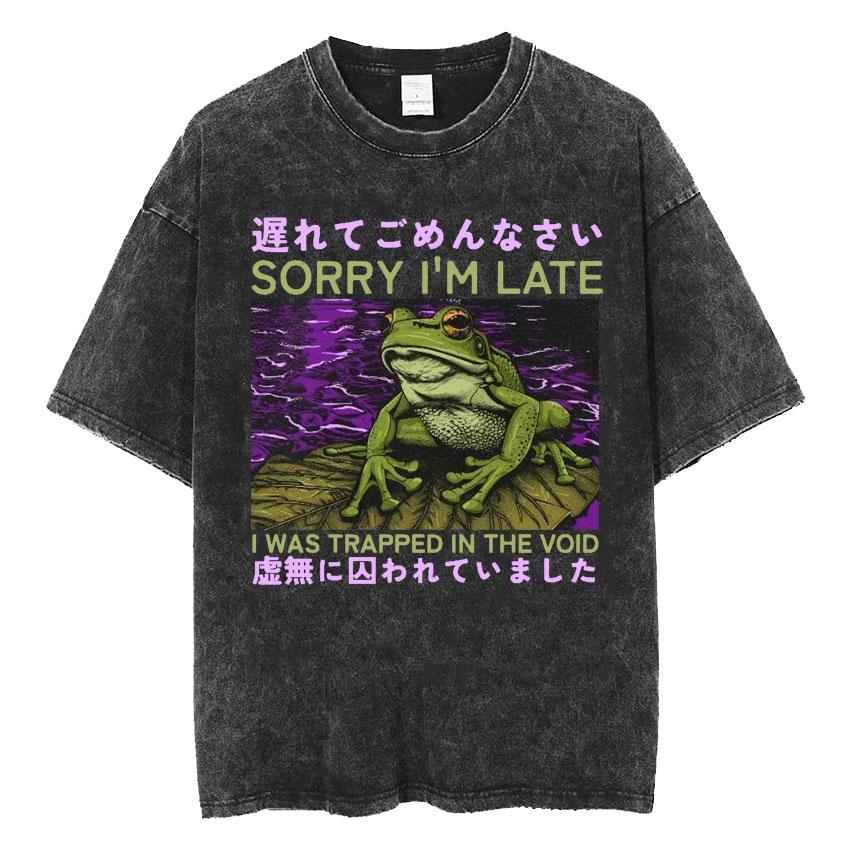 New Arrival Mens Clothes Tee Shirt Homme Graphic TShirts Men Amare Box No Thoughts Head Empty Japanese Funny Capybara Washed