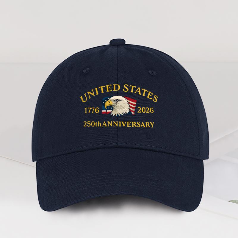 

Usa 250Th Anniversary 1776- White Eagle Print Baseball Cap – Unisex Adjustable Dad Cap, Patriotic-Themed Sun Hat